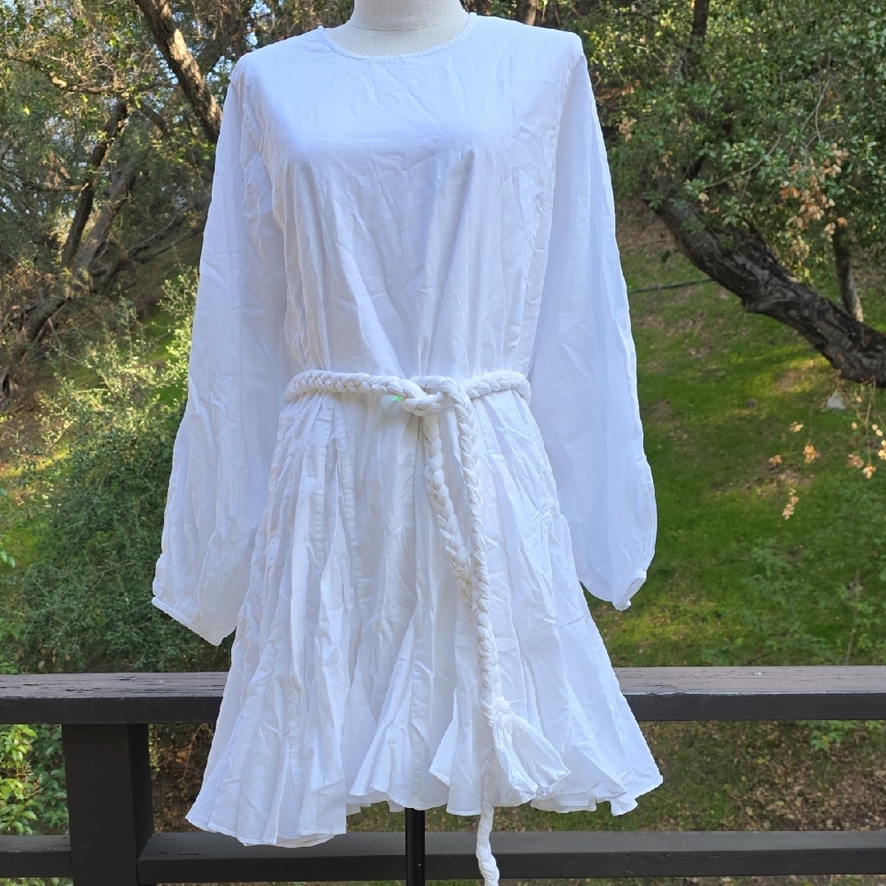 NEW $428 RHODE ELLA FLOWY MINI DRESS IN WHITE#4 SIZE S - Picture 2 of 11
